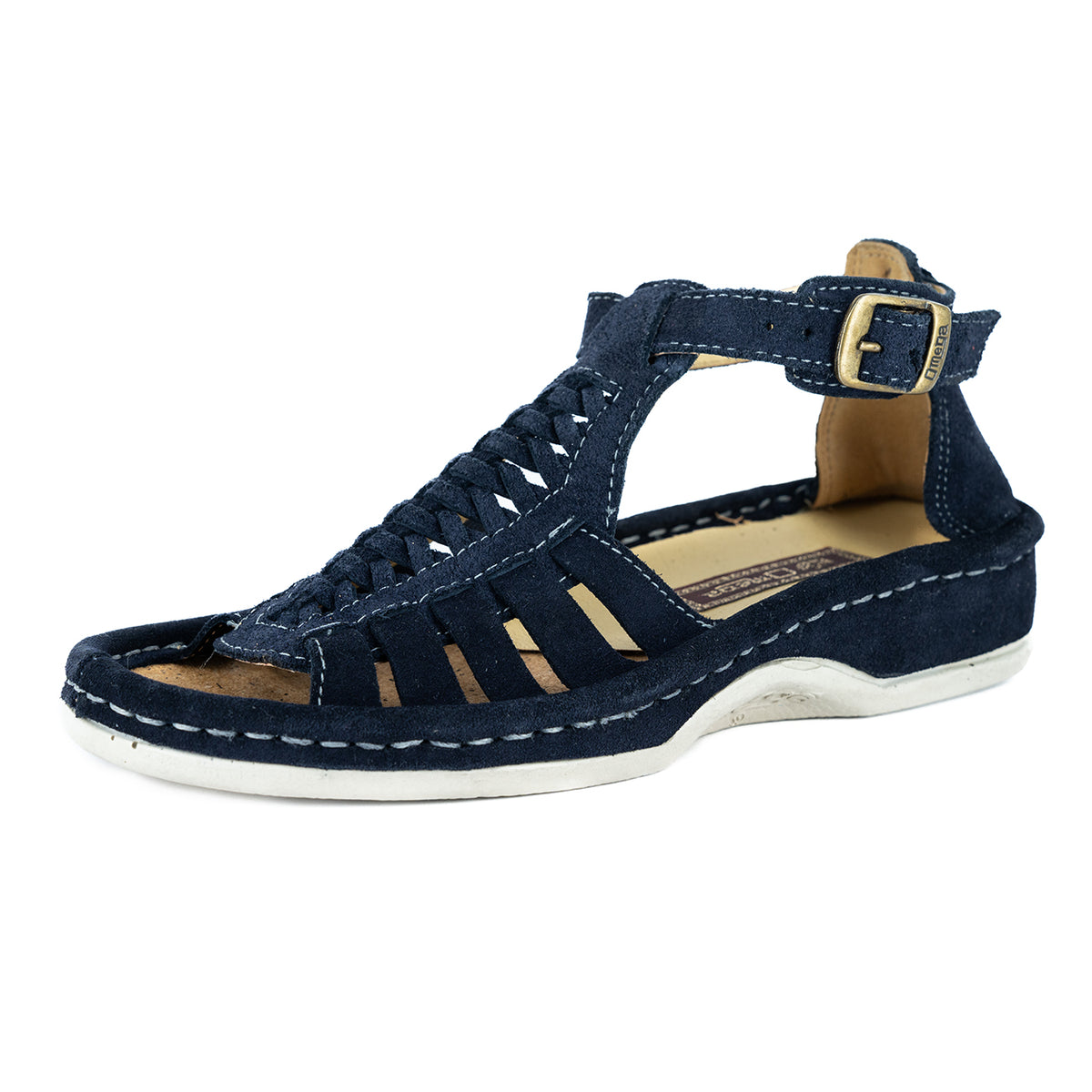 OLOM001 : Leather Sandal in Navy Suede