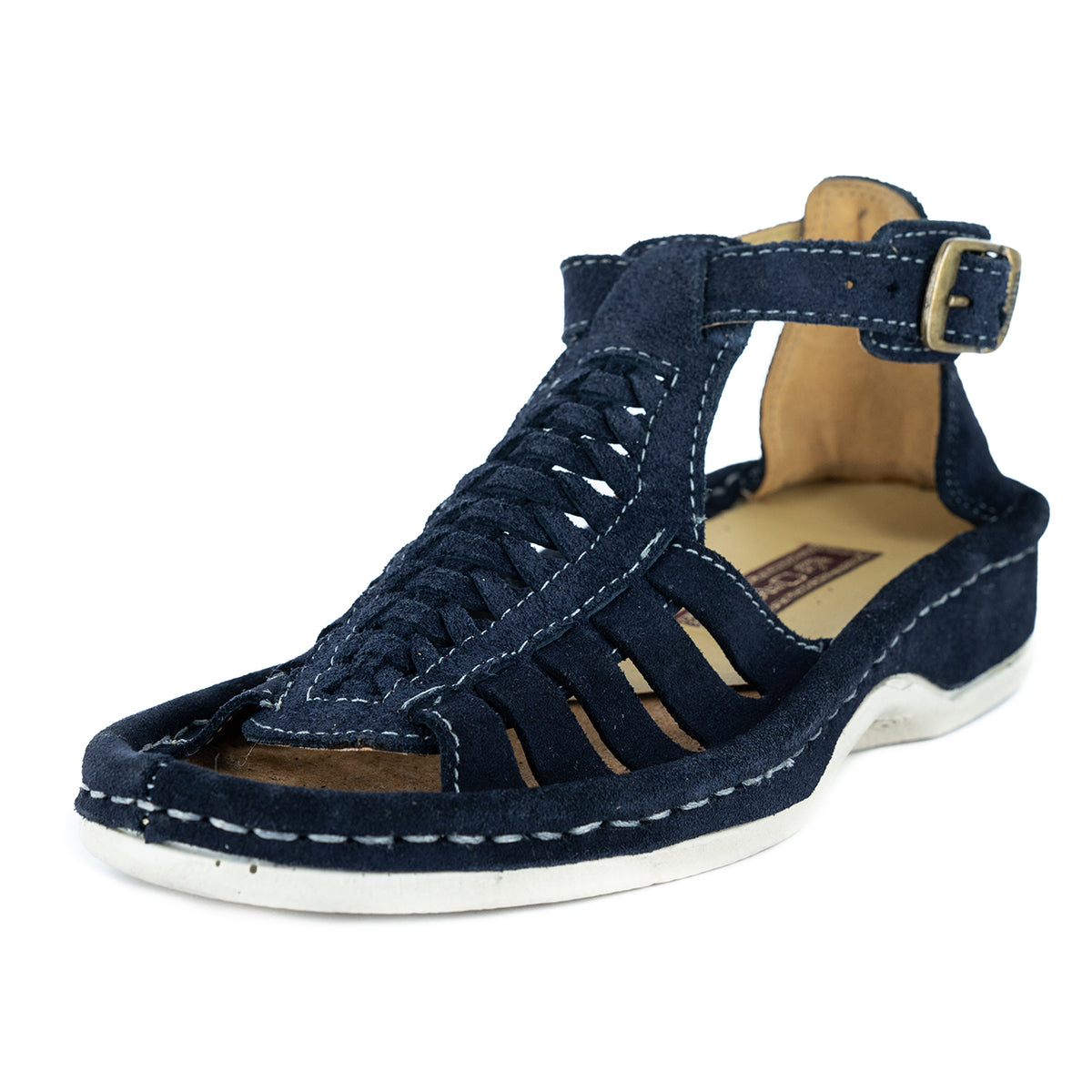 Fassie : Leather Sandal in Navy Suede