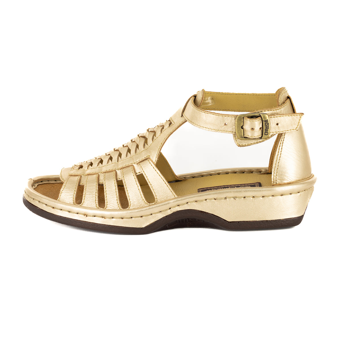 OLOM003 : Leather Sandal in Gold Foil Leather