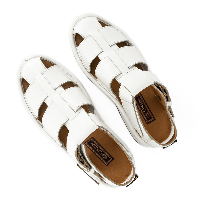 Sjava x Omega Collab : Leather Sandal in White Soft Saddle