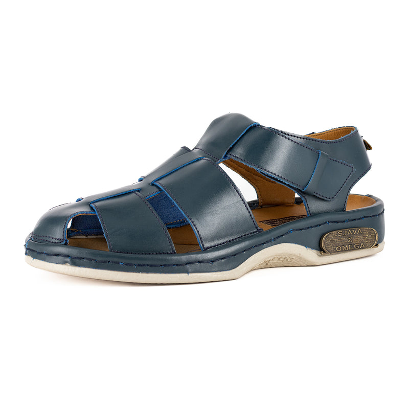 Sjava x Omega Collab : Leather Sandal in Navy Soft Saddle