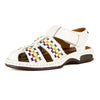 Sjava x Omega Collab : Leather Sandal in White/Blue/Yellow/Charcoal Soft Saddle