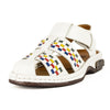 Sjava x Omega Collab : Leather Sandal in White/Blue/Yellow/Charcoal Soft Saddle