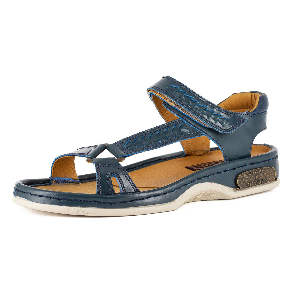 Sjava x Omega Collab : Leather Sandal in Navy Soft Saddle