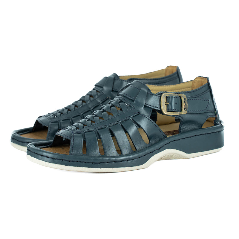 Kgosi : Leather Sandal in Navy Soft Saddle