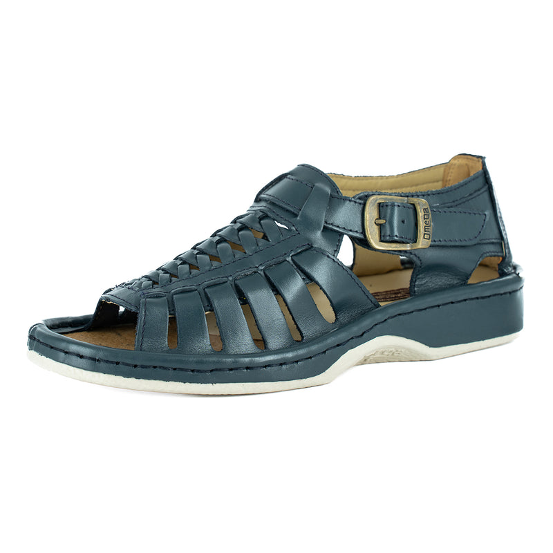 Kgosi : Leather Sandal in Navy Soft Saddle
