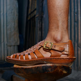 Kgosi : Leather Sandal in Terracotta Buffalo Leather