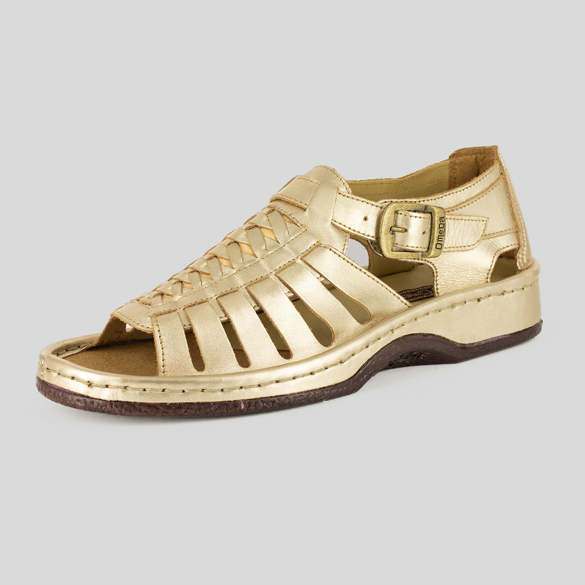 Kgosi : Leather Sandal in Gold Foil Leather