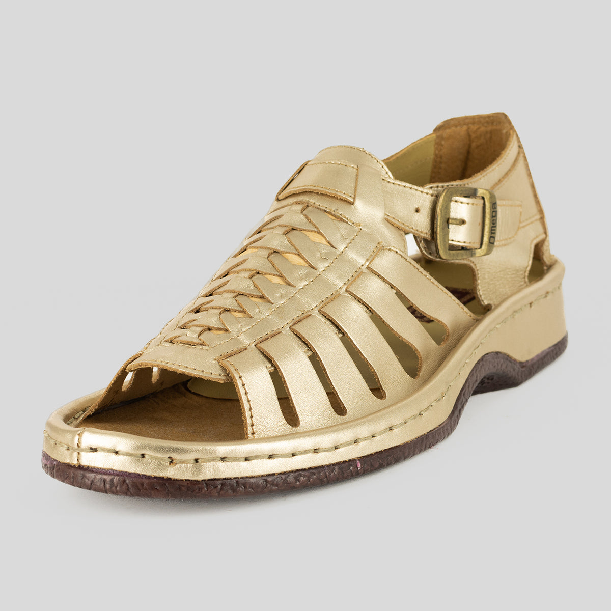 Kgosi : Leather Sandal in Gold Foil Leather
