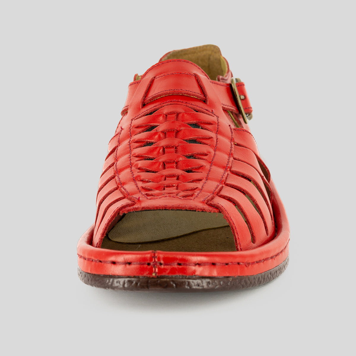 Kgosi : Leather Sandal in Red Soft Saddle