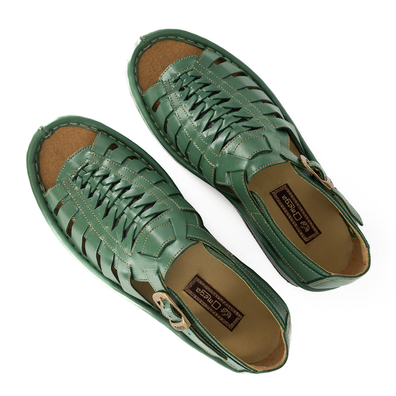 Kgosi : Leather Sandal in Sage Soft Saddle