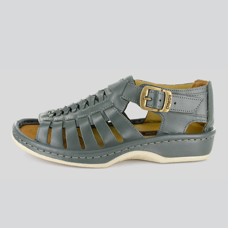 Kgosi : Leather Sandal in Charcoal Grey Soft Saddle