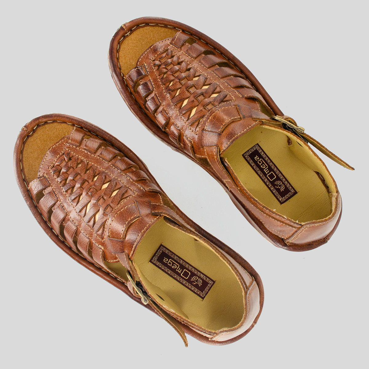 Kgosi : Leather Sandal in Terracotta Buffalo Leather with Beige Detail