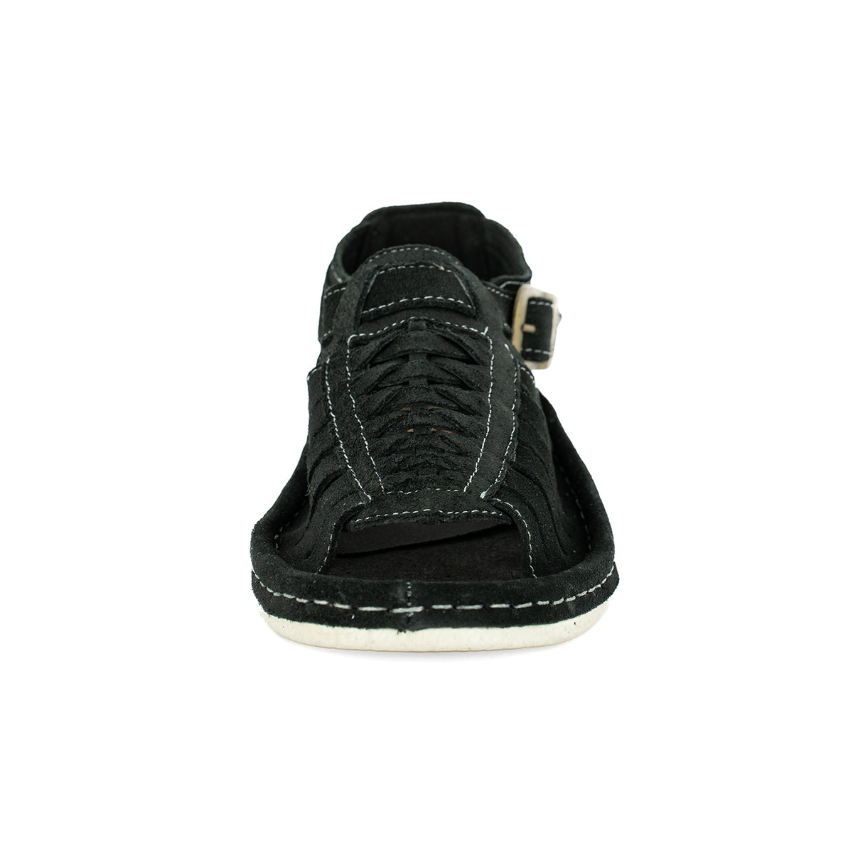 Kgosi : Leather Sandal in Black Suede