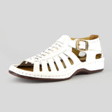 Kgosi : Leather Sandal in White Soft Saddle Leather