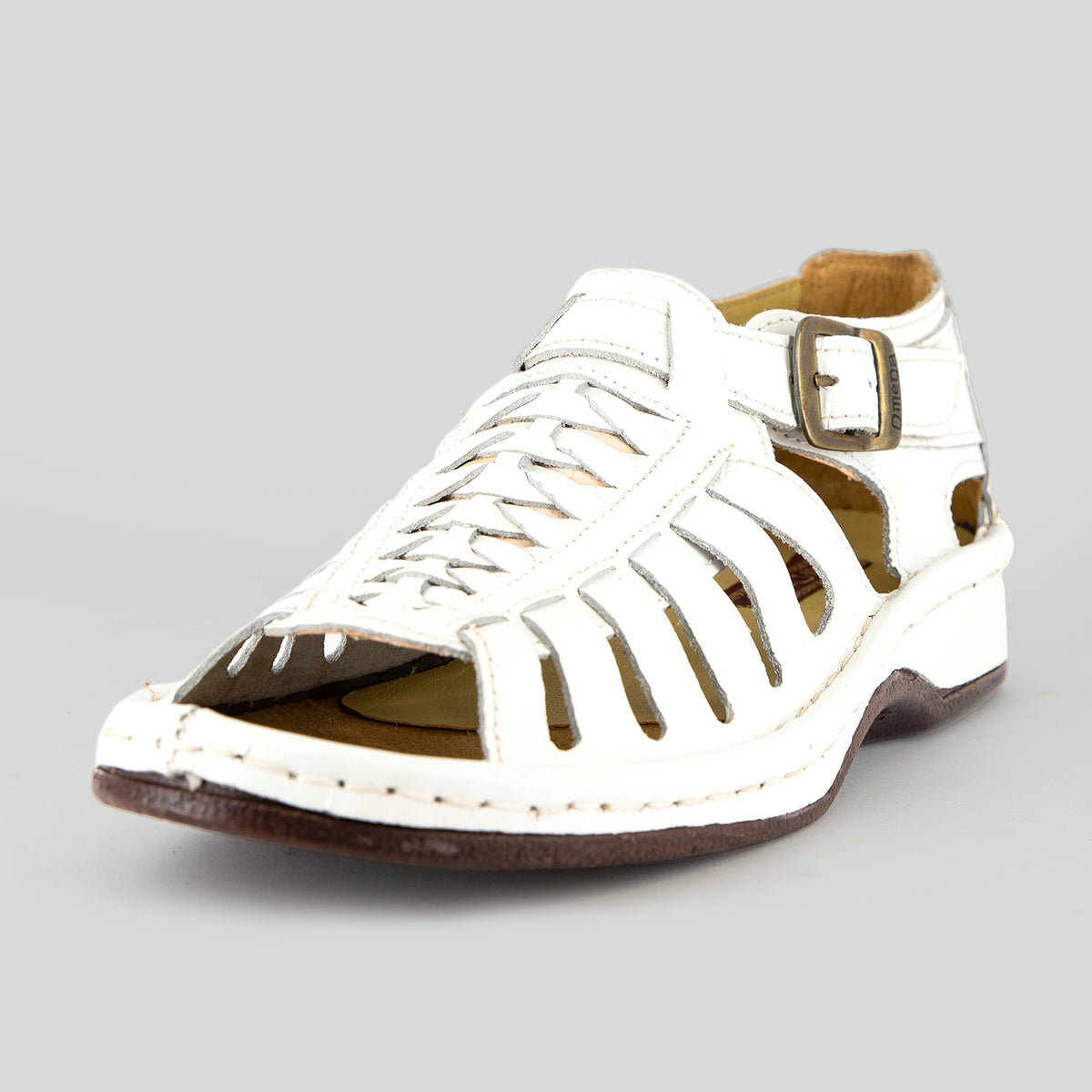 Kgosi : Leather Sandal in White Soft Saddle Leather