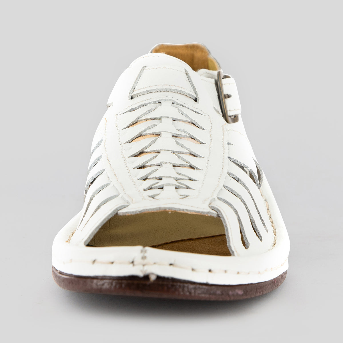 Kgosi : Leather Sandal in White Soft Saddle Leather