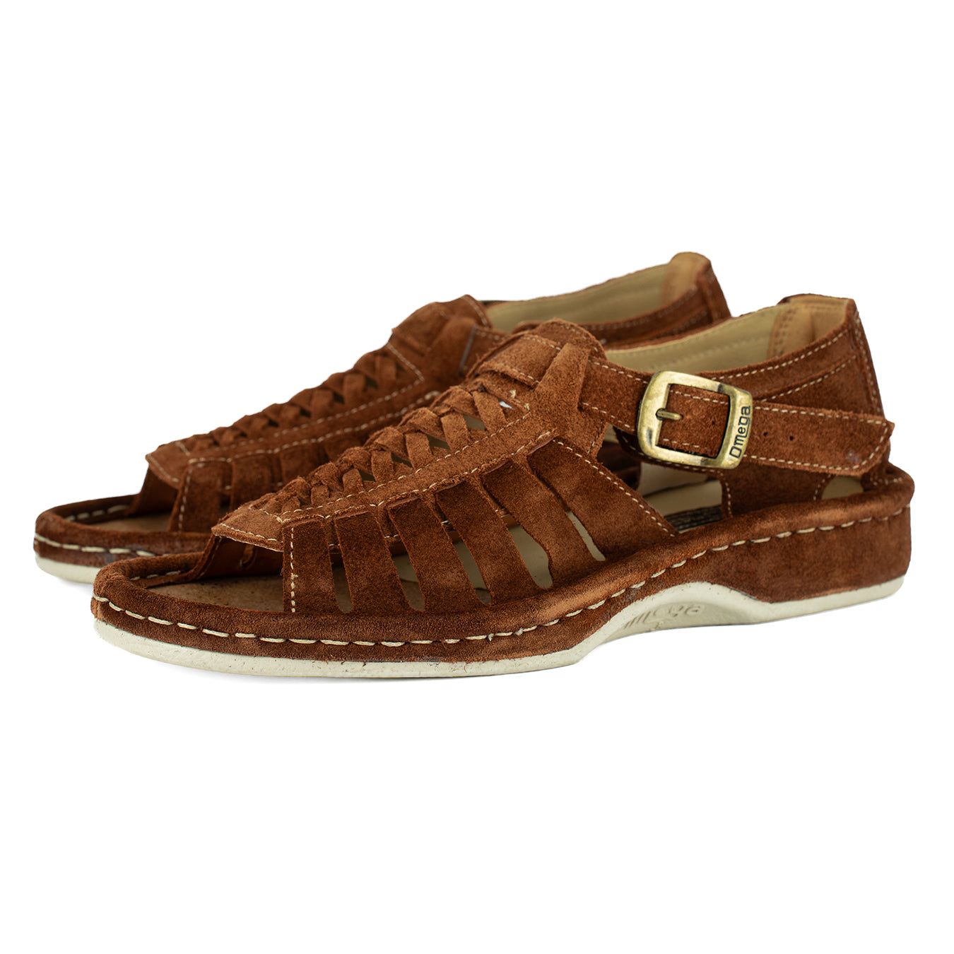 Kgosi : Leather Sandal in Tan Suede – Omega