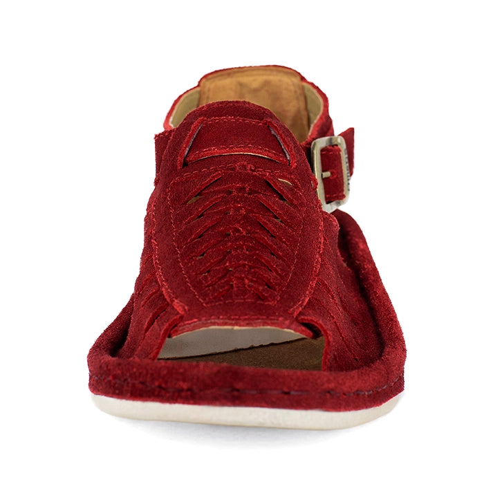 Kgosi : Leather Sandal in Red Suede