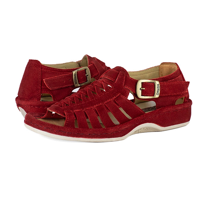 Kgosi : Leather Sandal in Red Suede