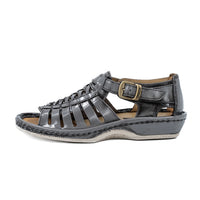 Grey sandal with a strap on a white background
