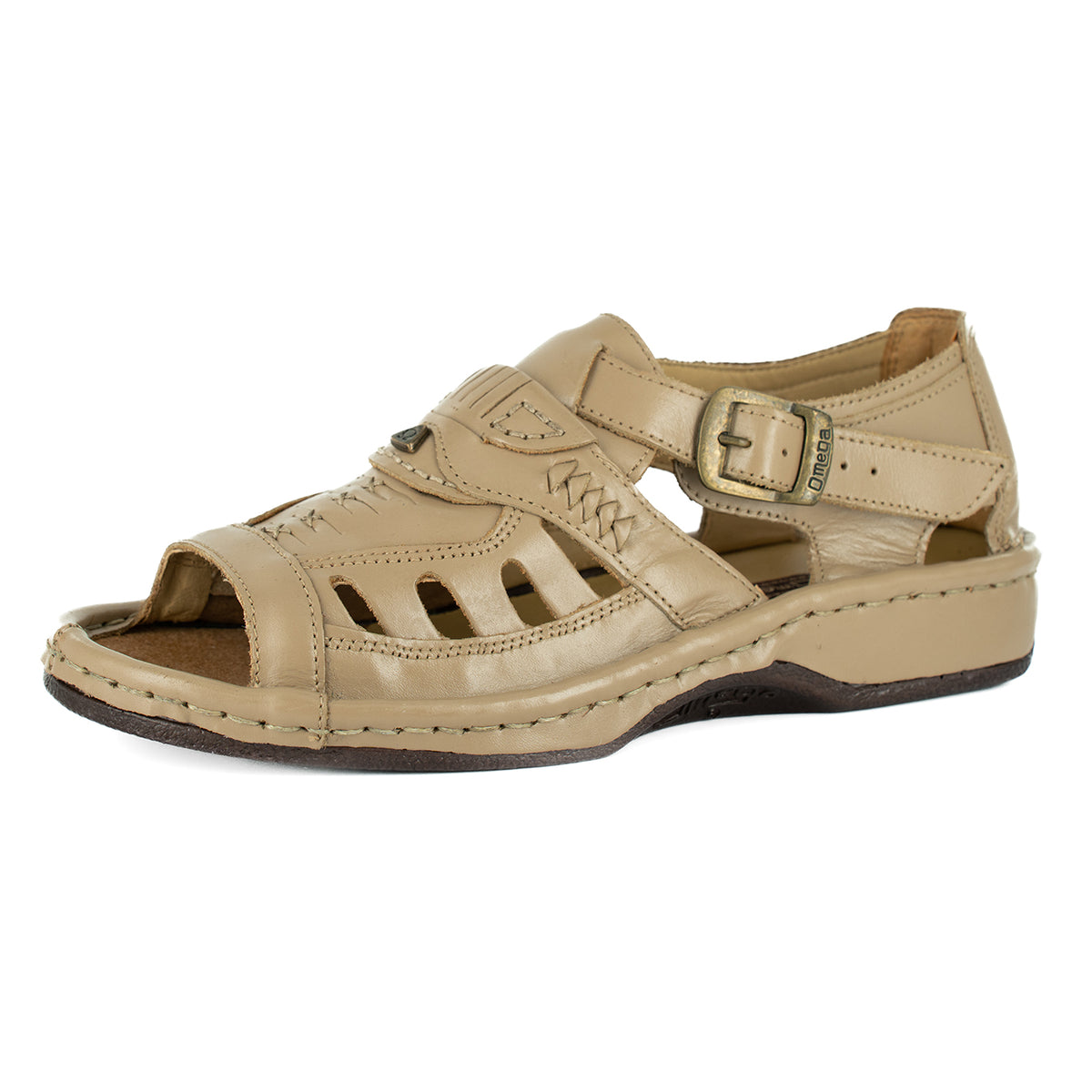 Duna : Leather Sandal in Taupe Soft Saddle