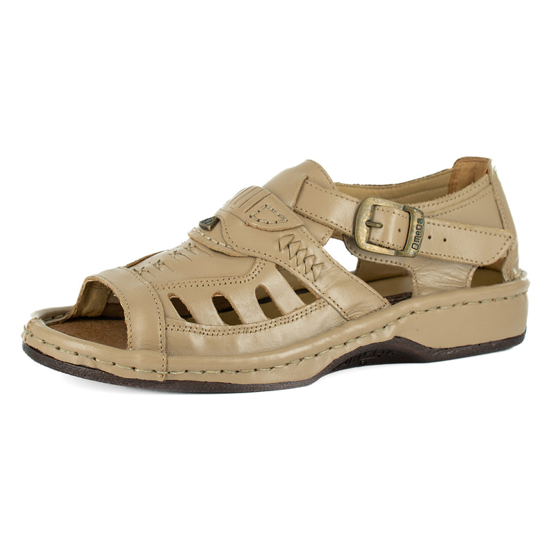 Duna : Leather Sandal in Taupe Soft Saddle