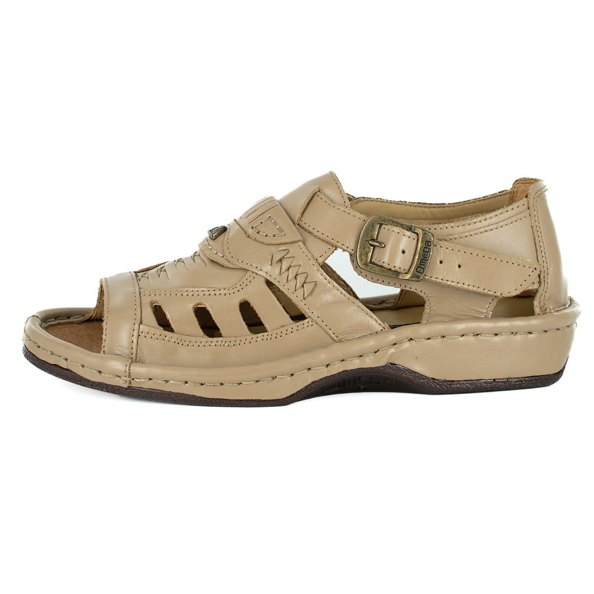 Duna : Leather Sandal in Taupe Soft Saddle
