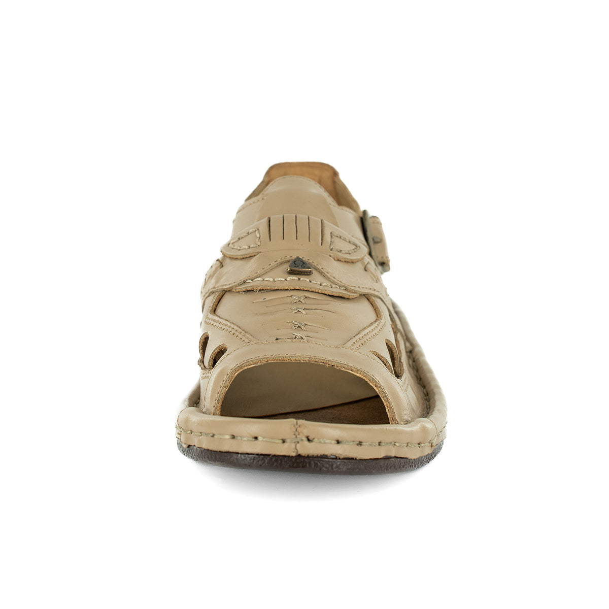 Duna : Leather Sandal in Taupe Soft Saddle