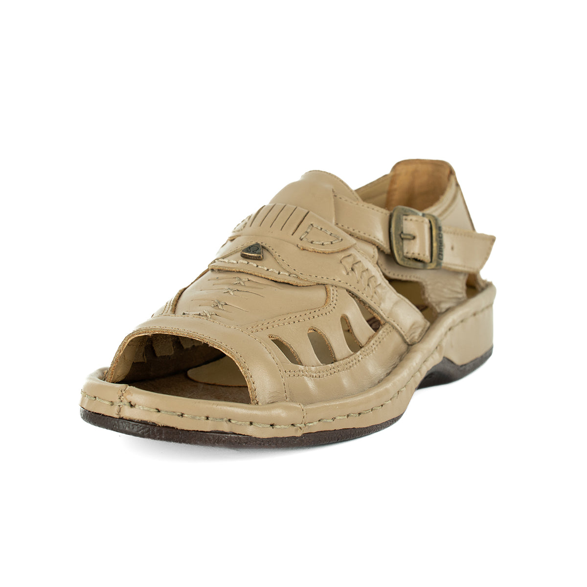 Duna : Leather Sandal in Taupe Soft Saddle