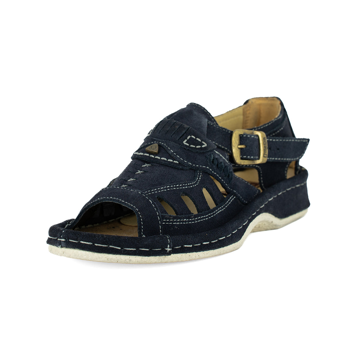 Duna : Leather Sandal in Navy Suede