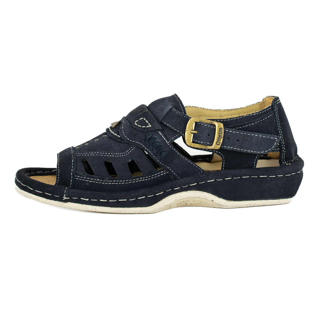 Duna : Leather Sandal in Navy Suede