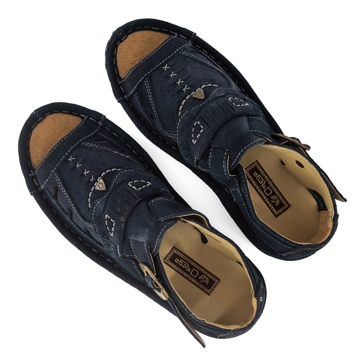 Duna : Leather Sandal in Navy Suede