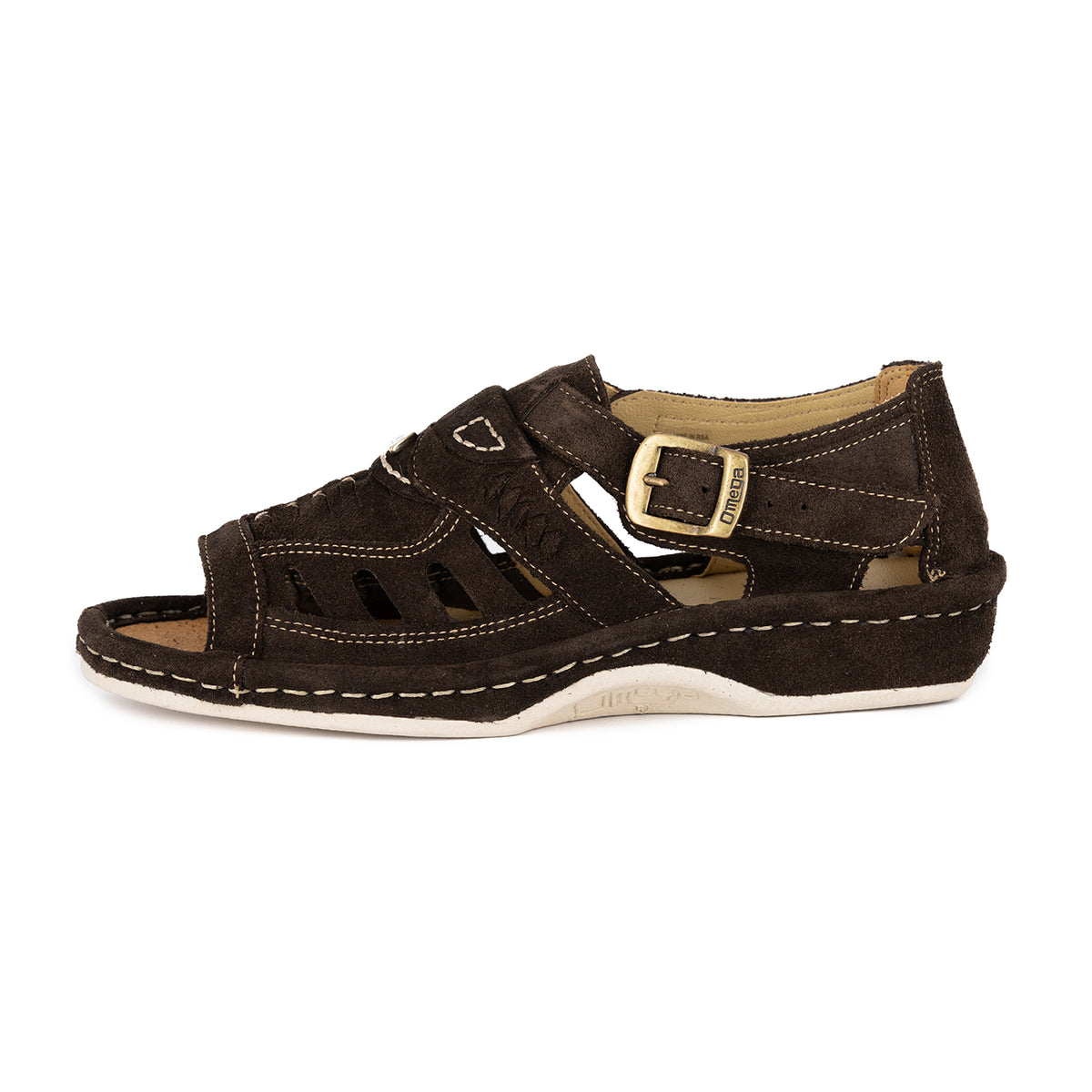 Duna : Leather Sandal in Choc Suede