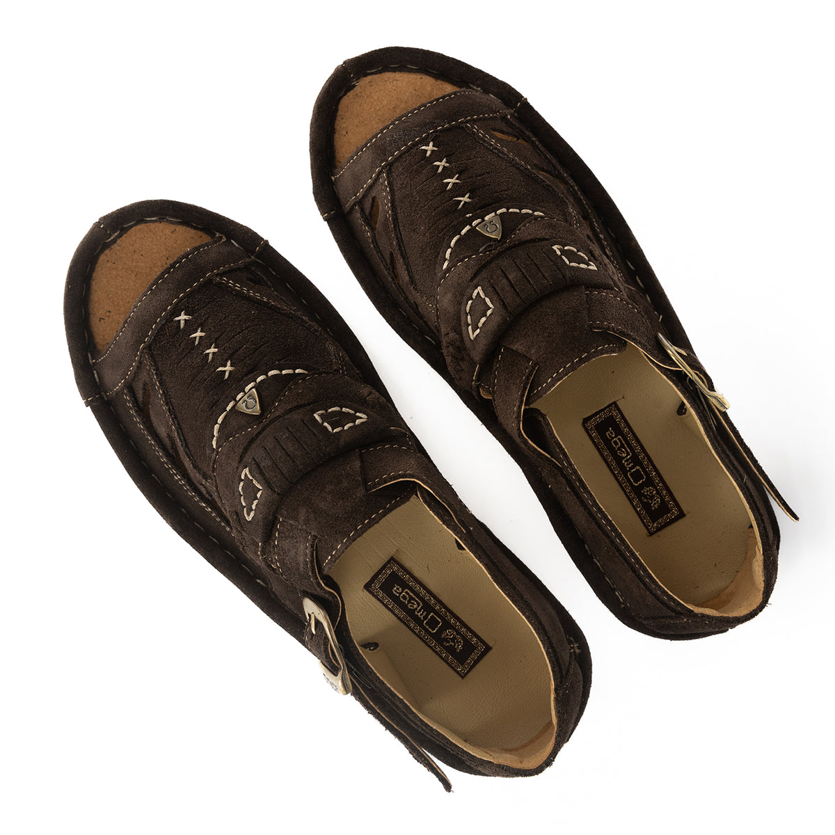 Duna : Leather Sandal in Choc Suede