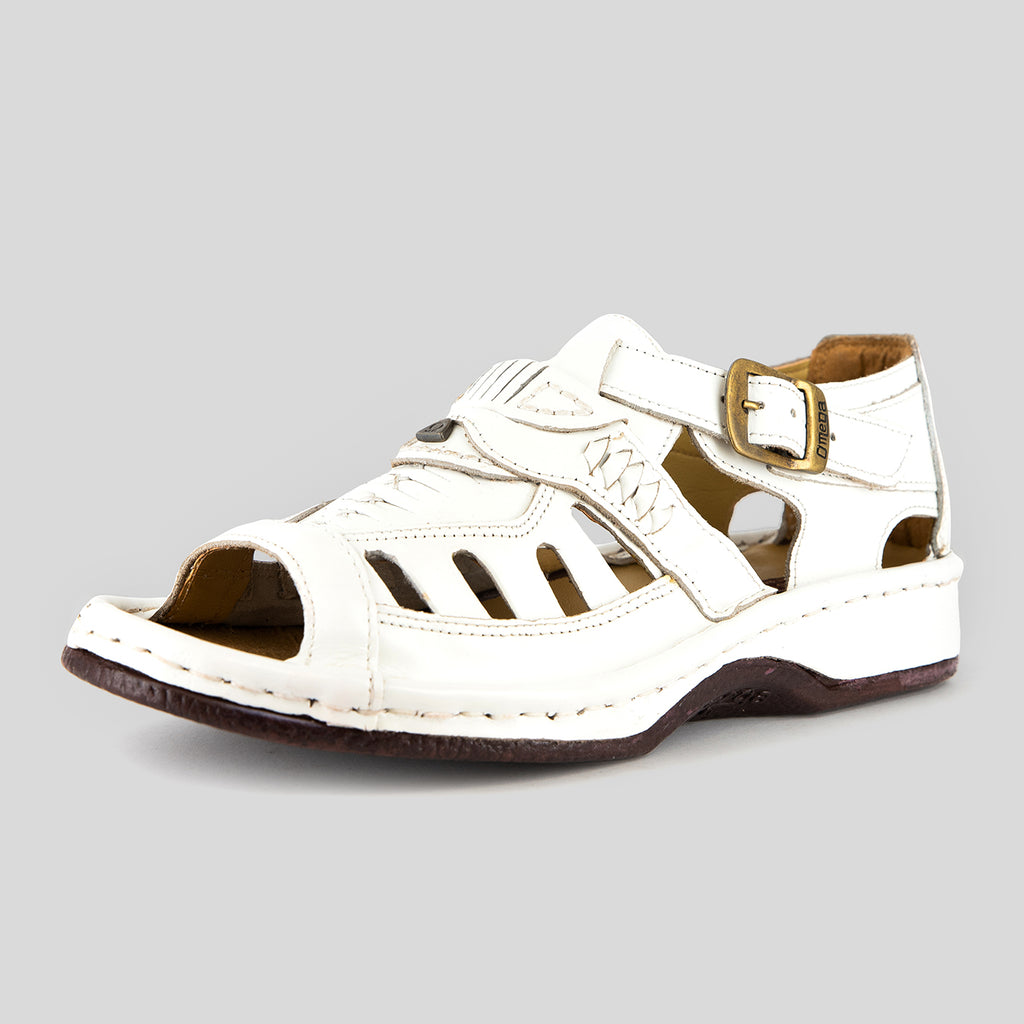 Duna : Leather Sandal in White Soft Saddle Leather