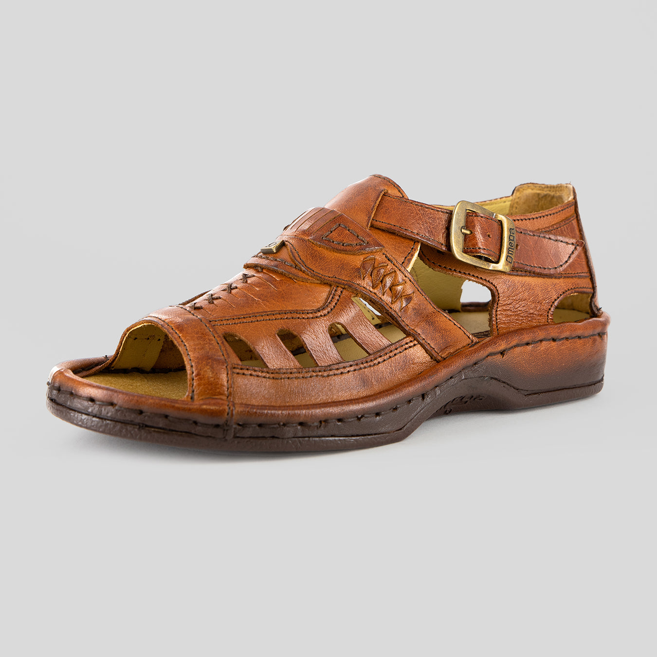 Duna : Leather Sandal in Terracotta Buffalo Leather – Omega