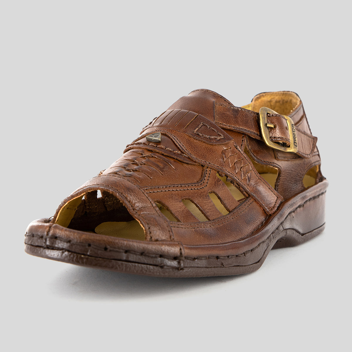 Duna : Leather Sandal in Earth Buffalo Leather
