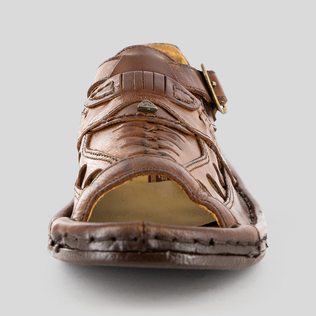 Duna : Leather Sandal in Earth Buffalo Leather