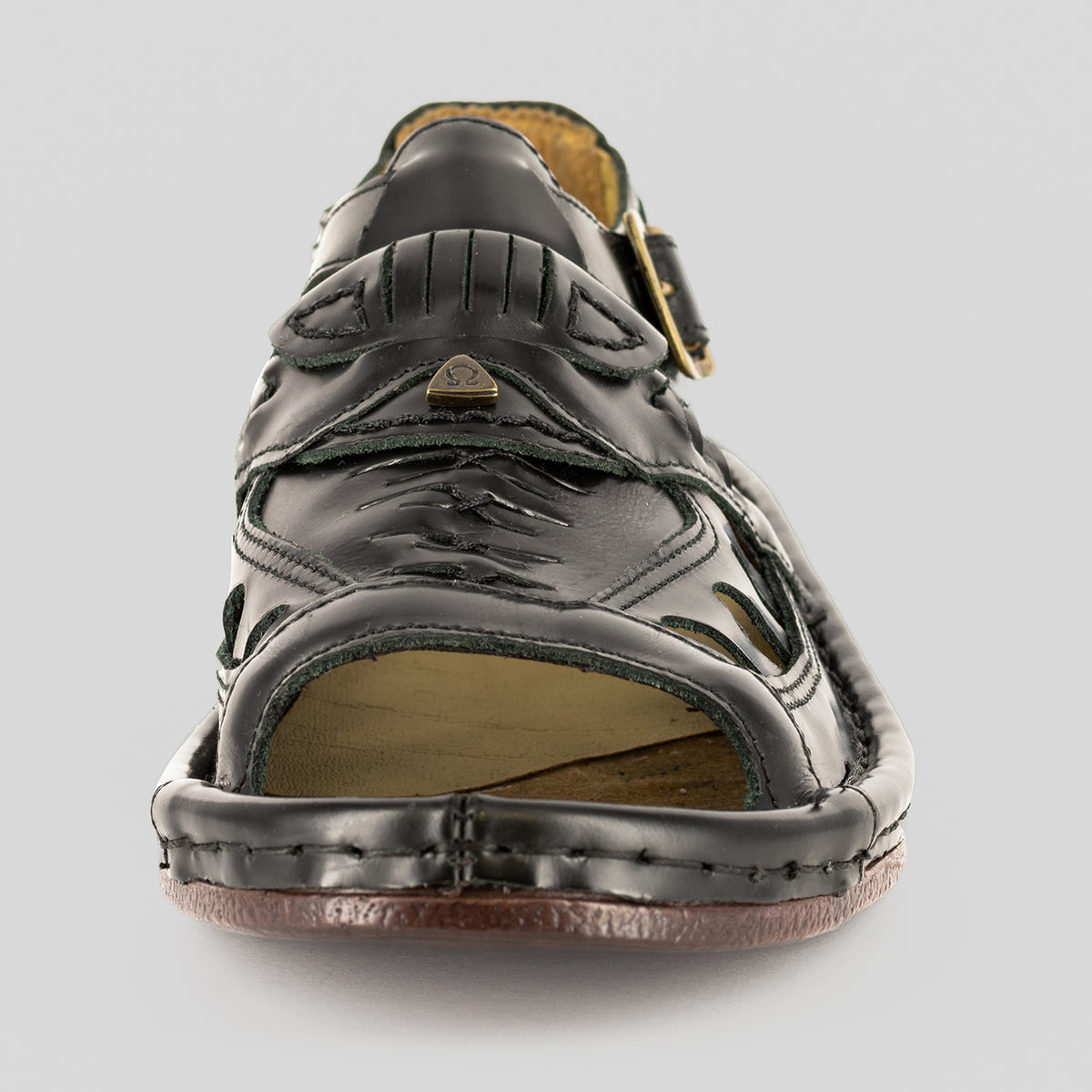 Duna : Leather Sandal in Black Fiesta Leather