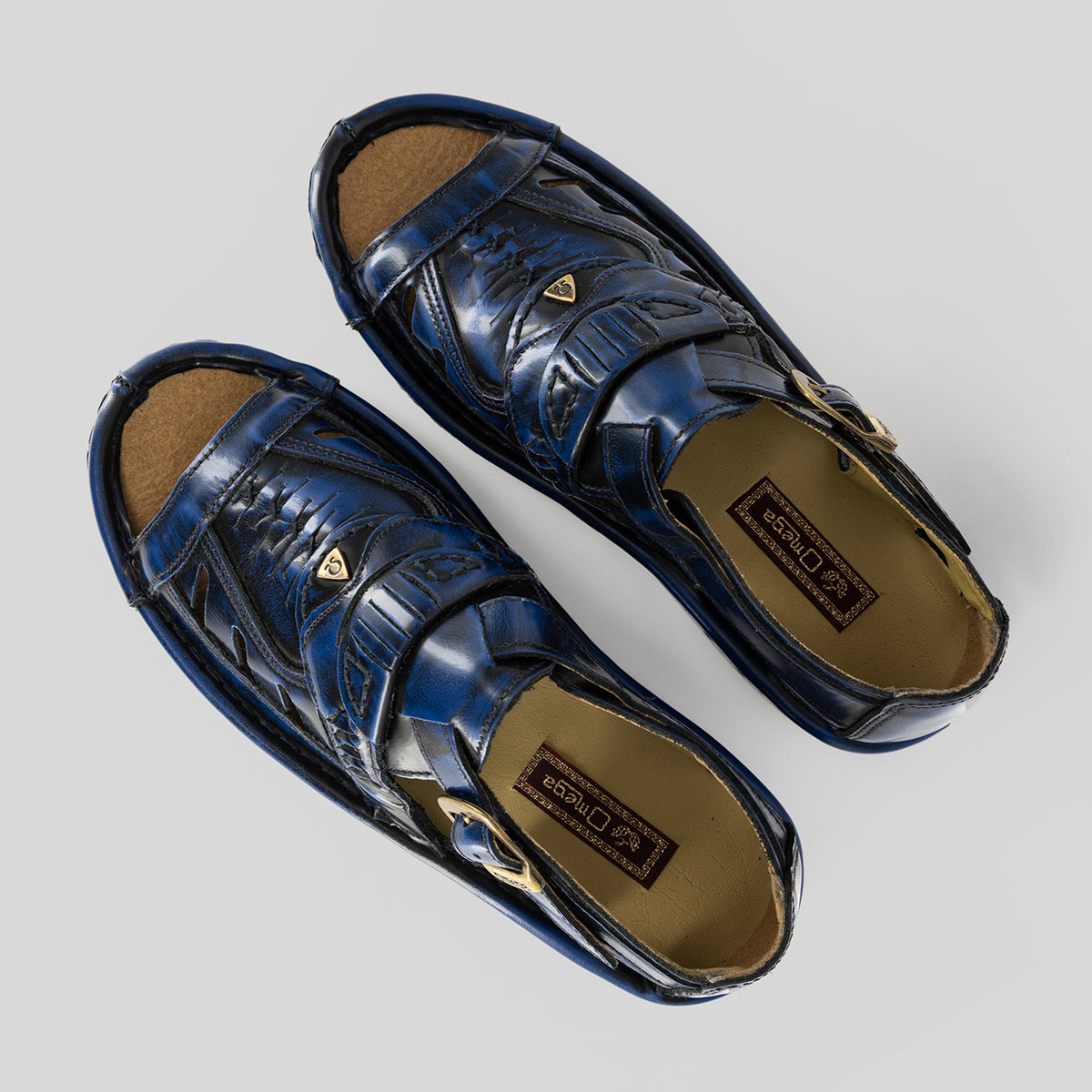 Duna : Leather Sandal in Navy Fiesta Leather