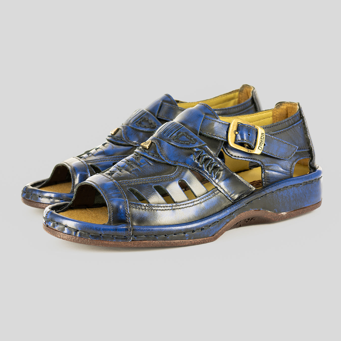 Duna Leather Sandal in Navy Fiesta Leather – Omega