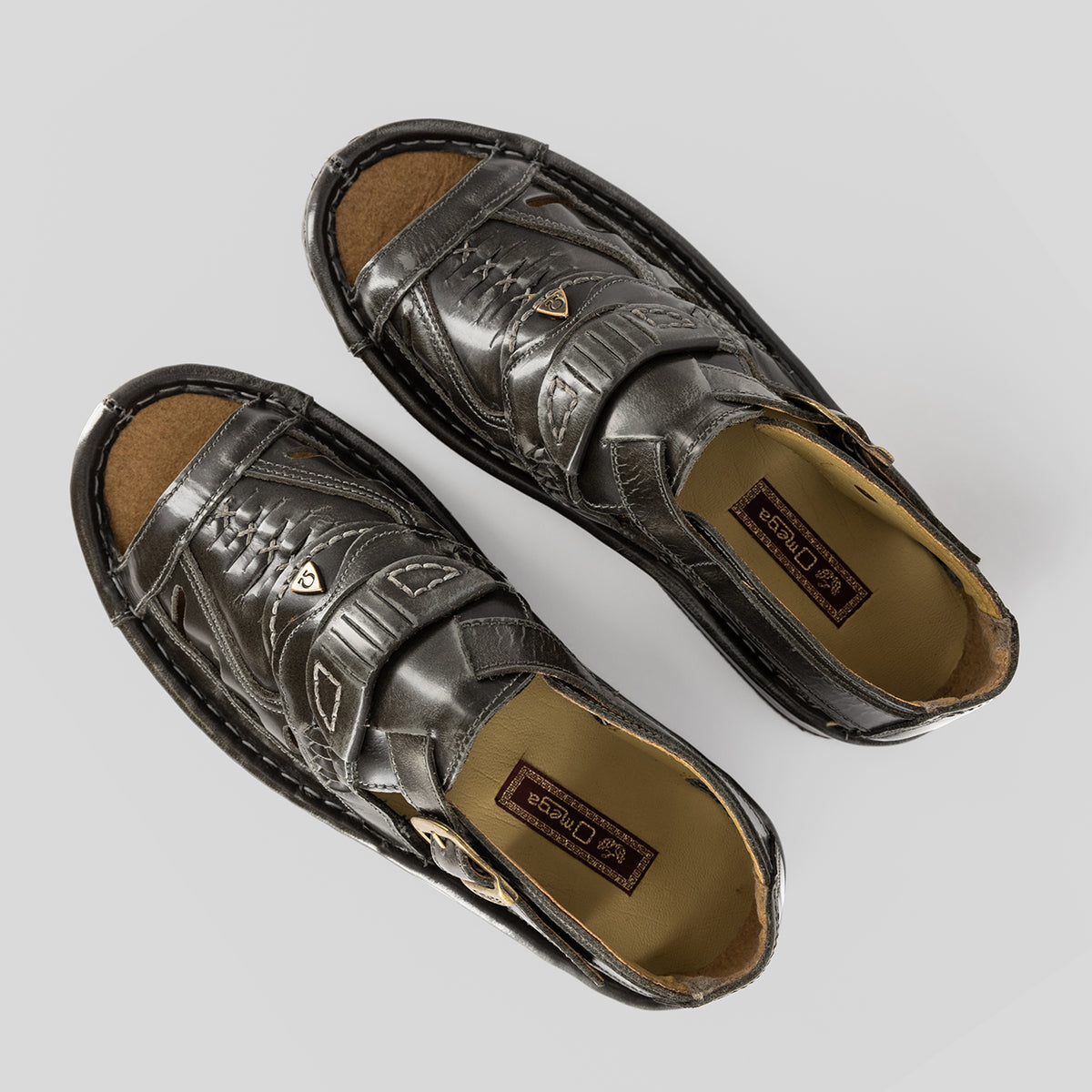 Duna : Leather Sandal in Grey Fiesta Leather