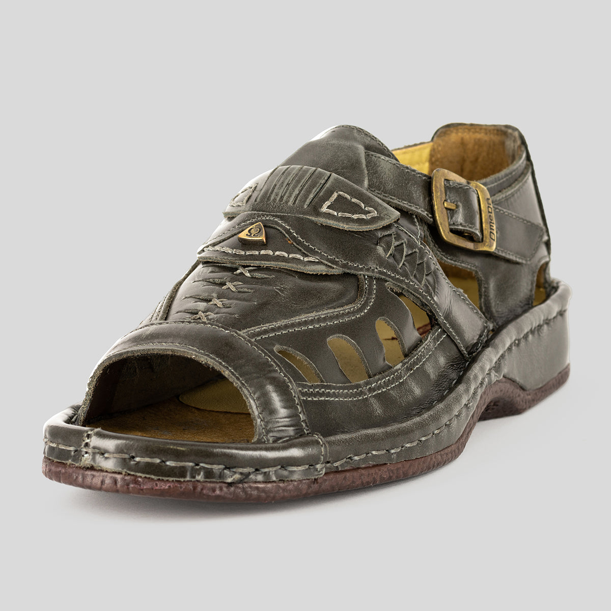 Duna : Leather Sandal in Grey Fiesta Leather