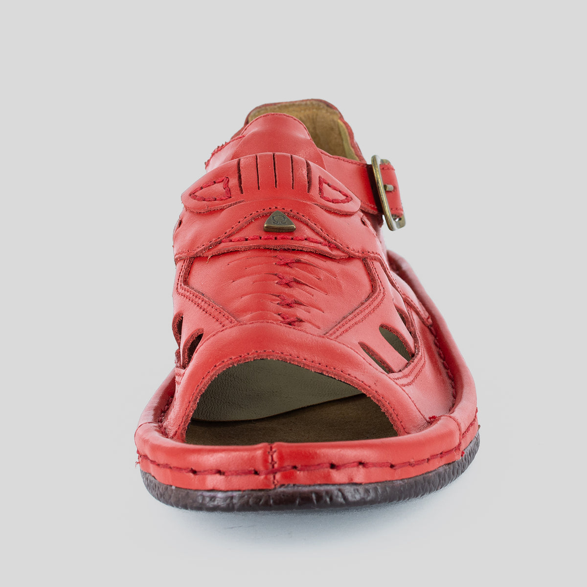 Duna : Leather Sandal in Red Soft Saddle