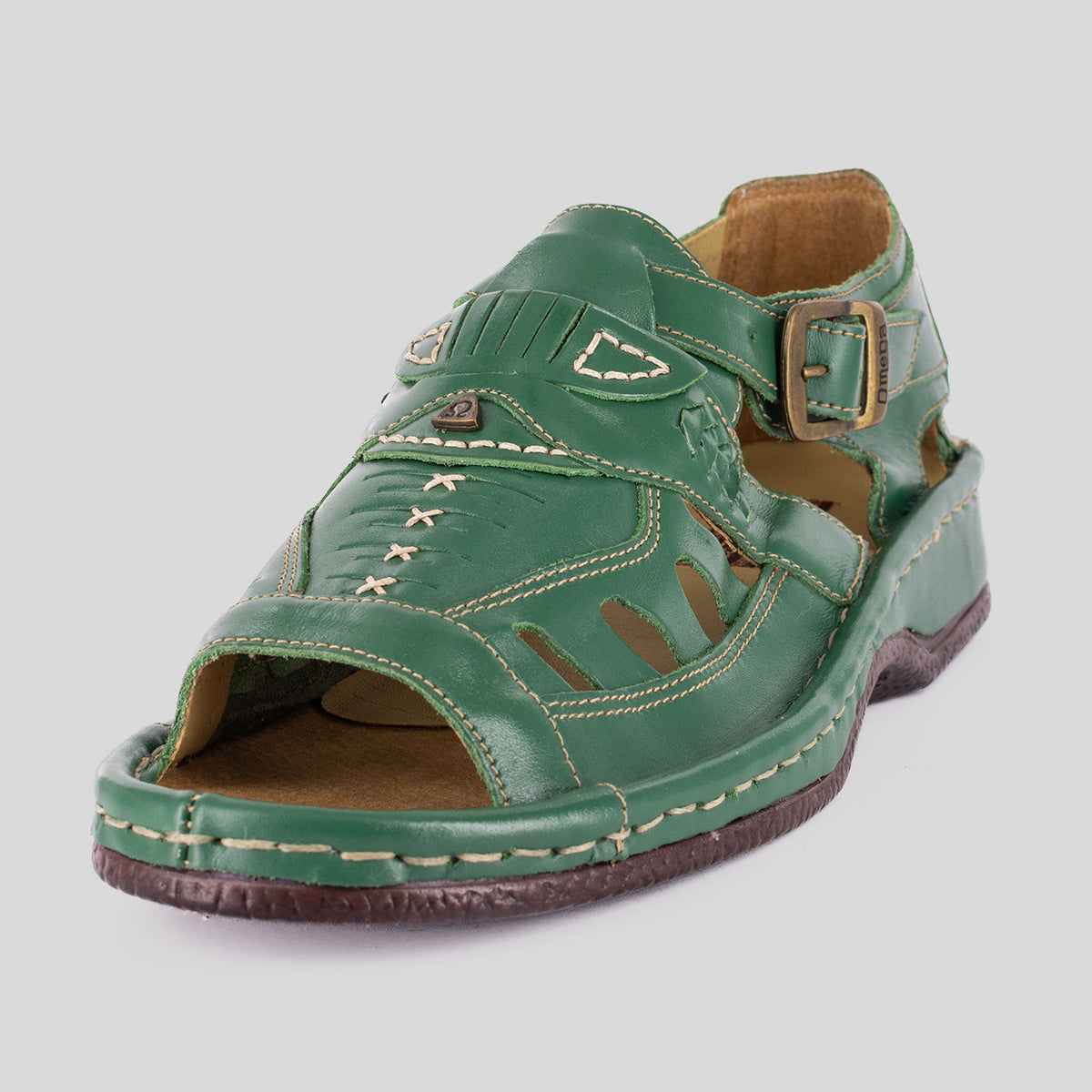 Duna : Leather Sandal in Sage Soft Saddle Leather