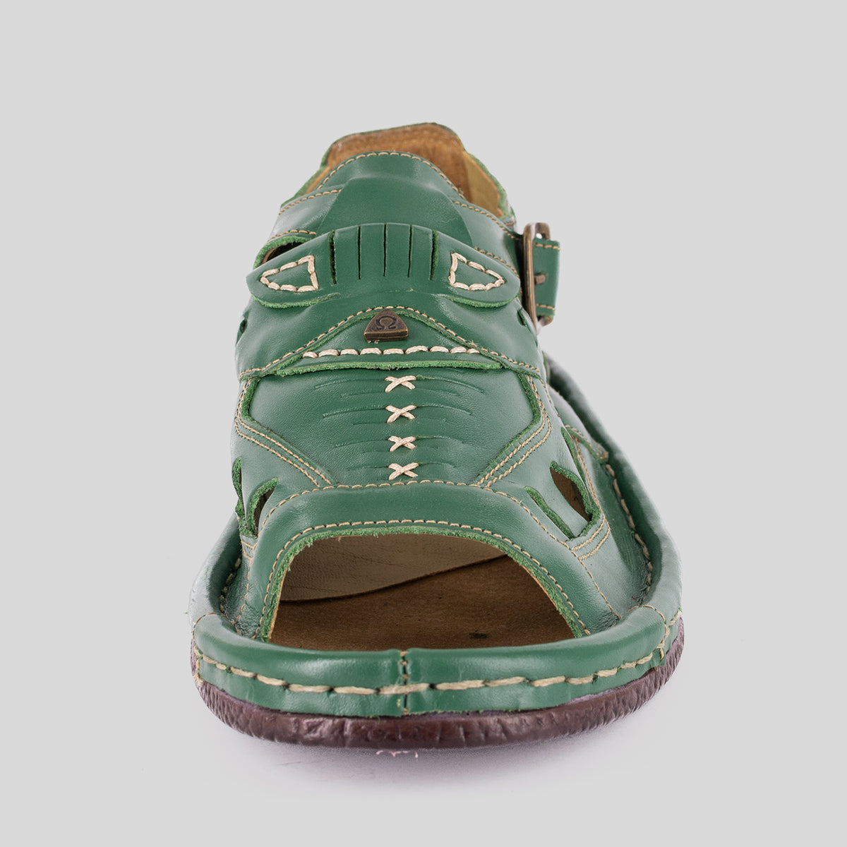 Duna : Leather Sandal in Sage Soft Saddle Leather