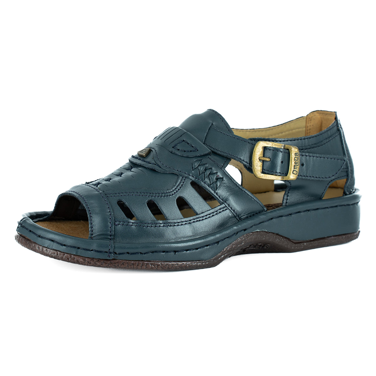 Duna : Leather Sandal in Navy Soft Saddle