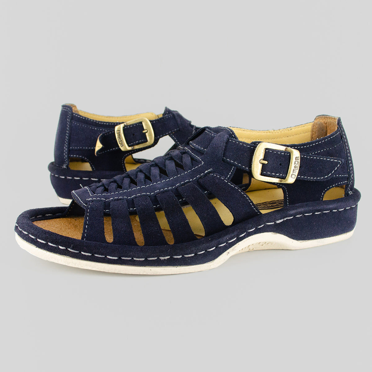 Kgosi : Leather Sandal in Navy Suede