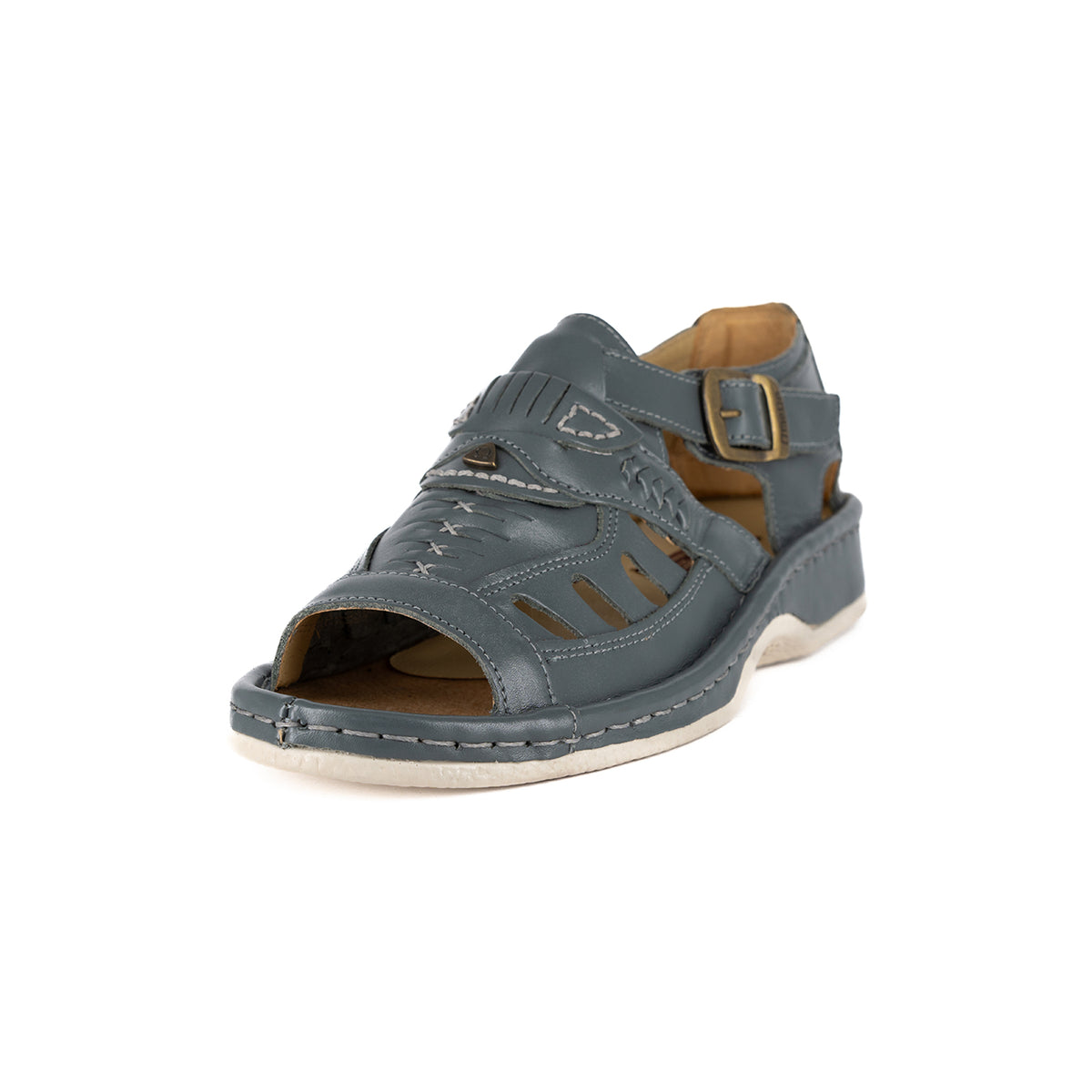 Duna : Leather Sandal in Charcoal Grey Soft Saddle